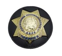 DOGOZ California Highway Patrol California Highway Patrol 6856 Medal Badge avec Étui en Cuir Incrusté, Accessoire De Décoration De Costume