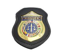DOGOZ Comité International De Police Insigne en Métal Insigne avec Étui en Cuir Incrusté, Accessoire De Décoration De Costume