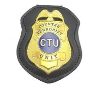 DOGOZ CTU Counter Terrorist Unit Metal Badge Cuivre Pur avec Étui en Cuir Incrusté, Costume Decoration Prop