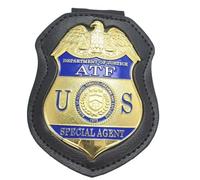 DOGOZ Insigne D'Agent Spécial ATF du Ministère De La Justice des États-Unis avec Étui en Cuir Incrusté, Accessoire De Décoration De Costume