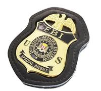 DOGOZ Insigne D'Agent Spécial De La Division des Affaires Intérieures du FBI Américain avec Étui en Cuir Incrusté, Accessoire De Décoration De Costume