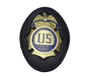 DOGOZ Insigne D'Agent Spécial De La Drug Enforcement Administration des États-Unis avec Étui en Cuir Incrusté, Accessoire De Décoration De Costume