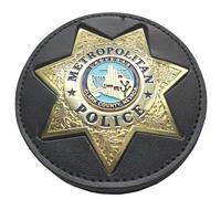 DOGOZ Insigne De La Police Métropolitaine des États-Unis avec Étui en Cuir Incrusté, Accessoire De Décoration De Costume