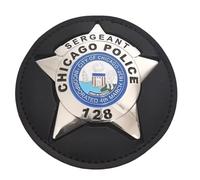 DOGOZ Sergent Américain Police De Chicago 128 Insigne avec Étui en Cuir Incrusté, Accessoire De Décoration De Costume
