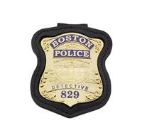 DOGOZ US Boston Police Detective Badge avec Étui en Cuir Incrusté, Accessoire De Décoration De Costume