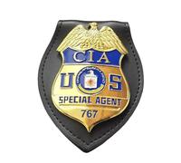 DOGOZ US CIA Special Agent 767 Insigne avec Étui en Cuir Incrusté, Accessoire De Décoration De Costume