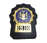 DOGOZ US City of New York Police Detective 1918 Insigne avec Étui en Cuir Incrusté, Accessoire De Décoration De Costume