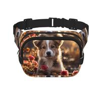 Dogs and Roses Sac banane tendance tendance unisexe pour le sport et le voyage, noir, taille unique