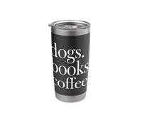 Dogs Books Coffee Canine Caffeine Reading Lover Typography Gobelet isotherme en acier inoxydable double paroi