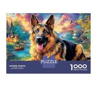 Dogs in Fantasy Landscape Puzzles de 1000 Pièces pour Adultes Berger de la Forêt Puzzle Adulte, Défi Soulagement du Stress Cadeau Puzzle Éducatif Décoration Puzzle 52x38cm/1000pcs