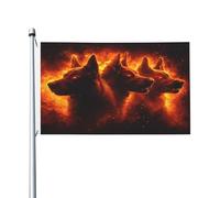 Dogs in Flames Drapeau double face de 0,9 x 1,5 m - Bannière robuste d'extérieur et de jardin, parfaite pour la chambre à coucher et le jardin