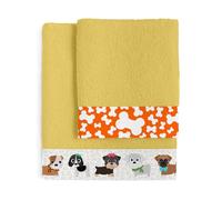 Dogs Juego toallas Pack de 2 Mostaza