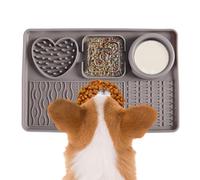 Dogs Lick Mats, Silicone Dog Food Mat, Non-Slip Slow Feeder Bowl, Interactive Puzzle Toy for Mental Stimulation, Sensory Enrichment, Boredom, 11.81x7.87 inches, Pink, Green, Gray