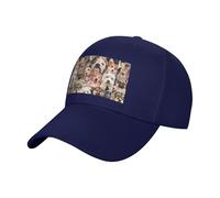 Dogs Multi Casquette de baseball unisexe en coton incurvé classique avec motif imprimé sur le devant, casquette en sergé respirant avec boucle en métal réglable, bleu marine, Taille unique