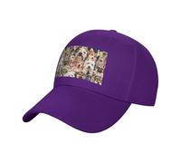 Dogs Multi Casquette de baseball unisexe en coton incurvé classique avec motif imprimé sur le devant, casquette en sergé respirant avec boucle en métal réglable, violet, Taille unique