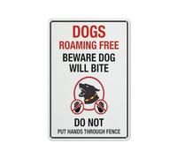 Dogs Roaming Free Beware Dog Will Bite Do Not Put Hands Through Fence Autocollant de sécurité pour l'extérieur 30,5 x 20,3 cm