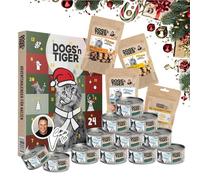 Dogs'n Tiger- Guido Maria Kretschmer Boîte de Noël Chat « Saumon avec coquillages » | Édition cadeau limitée avec nourriture humide de qualité supérieure | Haute teneur en viande et poisson | Sans