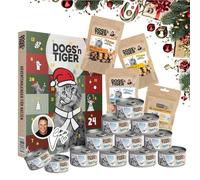 Dogs'n Tiger- Guido Maria Kretschmer Boîte de Noël Chat « Thon et saumon » | Édition cadeau limitée avec nourriture humide de qualité supérieure | Haute teneur en viande et poisson | Sans céréales