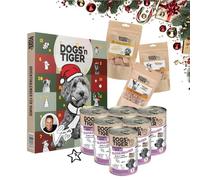 Dogs'n Tiger- Guido Maria Kretschmer- Calendrier de l'Avent pour chien - Menu gourmand - Porte-bonheur bœuf, agneau et panais - Sans céréales, sans sucre ajouté - Snacks lyophilisés - 99 % de viande