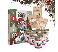 Dogs'n Tiger- Guido Maria Kretschmer Calendrier de l'Avent pour chien Mono-protéine, dîner, agneau et panais, sans céréales, sans sucre ajouté, collations lyophilisées | Compatibilité optimale