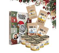 Dogs'n Tiger- Guido Maria Kretschmer- Mono Boîte de Noël pour chat « Nourriture corporelle - Poulet - 6 x 200 g | Nourriture humide monoprotéine de qualité supérieure | Ingrédients 100 % naturels