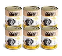 Dogs'n Tiger Junior Nourriture Humide pour Chiots de qualité supérieure pour Chiens, Recette avec 67% de Viande de Poulet avec patate Douce, sans céréales, Sucre et arômes artificiels, 6 x 800 g