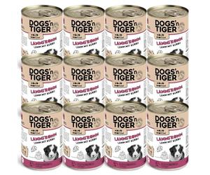 Dogs'n Tiger Lot de 12 boîtes de 400 g de Nourriture Humide pour Chiots avec Agneau et Citrouille, sans céréales, Sucre ajouté, tolérance optimale, 12 x 400 g