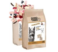 Dogs'n Tiger Lot de 2 croquettes de qualité supérieure pour chiens, gibiers et légumes - 67 % de viande sauvage fraîche - Avec huiles oméga - Sans sucre, céréales et conservateurs - Haute teneur en