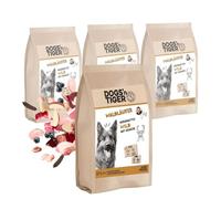 Dogs'n Tiger Lot de 4 croquettes de qualité supérieure pour chiens, gibiers et légumes - 67 % de viande sauvage fraîche - Avec huiles oméga - Sans sucre, céréales et conservateurs - Haute teneur en