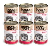 Dogs'n Tiger Lot de 6 boîtes de nourriture pour chien au guadn - Formule adaptée aux animaux - Avec 67 % de viande de bœuf, d'huile de lin et d'herbes - Sans sucre, céréales et arômes artificiels - 6