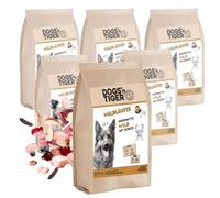 Dogs'n Tiger Lot de 6 croquettes de qualité supérieure pour chiens, gibiers et légumes - 67 % de viande sauvage fraîche - Avec huiles oméga - Sans sucre, céréales et conservateurs - Haute teneur en