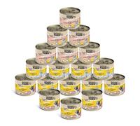 Dogs'n Tiger Nourriture humide pour chat adulte, sans céréales, sans sucre ajouté ni conservateurs, tolérance optimale, paquet gourmand, poulet, volaille, saumon, carotte et citrouille, 18 x 200 g