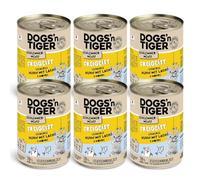 Dogs'n Tiger Nourriture Humide pour Chat avec légumes Frais Riches en vitamines, Poulet, Saumon - sans céréales, Sucre ajouté, conservateurs artificiels, 6 x 400 g