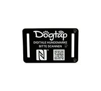 Dogtap Light Big Médaille numérique pour chiens de taille moyenne à grande avec puce NFC et code QR pour coordonnées et lettre enfichable, en silicone, étanche, flexible, 67 x 40 mm
