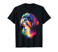 DogtastiQ T-Shirt Unisex Enfant/Adulte Illustration Chien Shih Tzu, T-Shirt Graphique Léger, Couleur Multicolore, Taille S, Manche Courte, Col Rond, Coupe Régulière, Importé