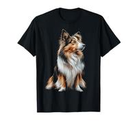 DogtastiQ T-Shirt Unisex graphique illustration de Shetland Sheepdog Noir S