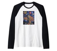 Dogue Allemand Art on America 250 4 Juillet Drapeau des États-Unis Manche Raglan