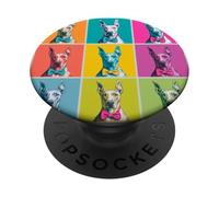 Dogue Allemand coloré Pop Art Grid Portrait Graphique PopSockets PopGrip Adhésif