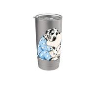 Dogue allemand Harlequin endormi dans un joli pyjama pour dormir Gobelet isotherme en acier inoxydable double paroi