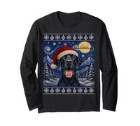 Dogue Allemand Noir Père Noël Moche Noël Manche Longue