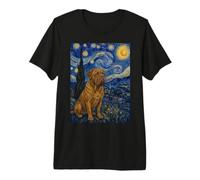 Dogue de Bordeaux Chien Van Gogh Nuit étoilée T-Shirt Haut de Gamme