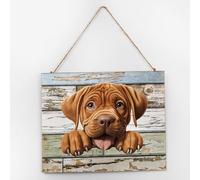 Dogue De Bordeaux Panneau en Bois Décoration de Table Moderne Coloré Chien Animal Signes Plaque en Bois Antique pour Salle à Manger Salle de Bain Porche 25,4 x 30,5 cm