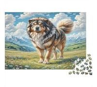 Dogue du Tibet Papier épais Mélange de Husky dans Une Prairie de Montagne Puzzle Cadeau Puzzle Relaxant 38x26cm/1000 pièces