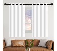 DOGUO Lot de 1 Rideaux Salon Anti Bruit 460 x 210 cm 100% Lumiere Bloquer Anti Chaleur, Anti-UV Rideau Maison Cuisine Occultant Installation Facile pour Chambre Maison, Blanc