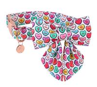 DOGWONG Collier pour chien de Saint-Valentin avec nœud marin, collier réglable et durable en forme de cœur rose pour chiens de petite et moyenne taille