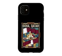 Doha Drapeau du Qatar Skyline Museum Vintage Voyage Graphique Coque pour iPhone 11