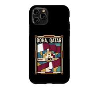 Doha Drapeau du Qatar Skyline Museum Vintage Voyage Graphique Coque pour iPhone 11 Pro