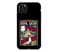 Doha Drapeau du Qatar Skyline Museum Vintage Voyage Graphique Coque pour iPhone 11 Pro Max