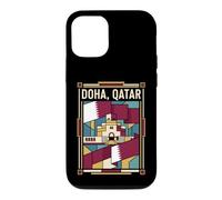 Doha Drapeau du Qatar Skyline Museum Vintage Voyage Graphique Coque pour iPhone 12/12 Pro