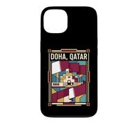 Doha Drapeau du Qatar Skyline Museum Vintage Voyage Graphique Coque pour iPhone 13